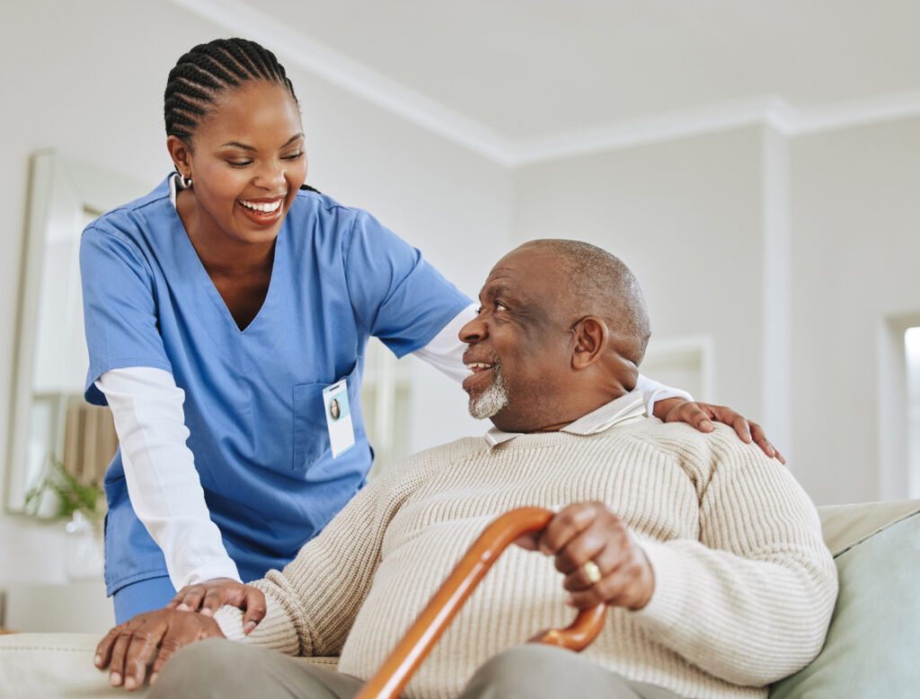 A nurse checking up on her patient